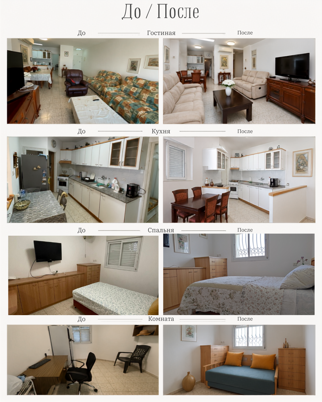 One-day home staging in Haifa — before and after